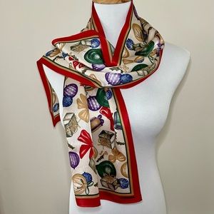 Vintage Liz Claiborne Holiday 100% Silk Scarf